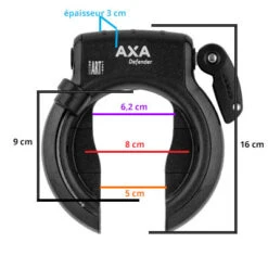 Antivol De Cadre Axa Defender Avec Chaîne Et Sacoche -Magasin D'accessoires De Vélo antivol de cadre axa defender avec chaine et sacoche full 6
