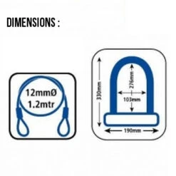 Antivol Vélo Combiné U Et Cable à Clefs - Oxford -Magasin D'accessoires De Vélo antivol velo combine u et cable a clefs oxford full 3