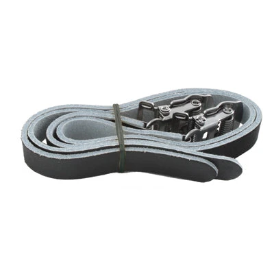 Point Courroies Cuir Noir Pour Cale Pieds De Vélo - La Paire 4 Point Courroies Cuir Noir Pour Cale Pieds De Vélo - La Paire – Image 2