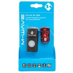 Set D'éclairages Vélo Avant Et Arrière à LED Rechargeables USB Atlas 20 M-Wave -Magasin D'accessoires De Vélo feu arriere velo m wave atlas 20 packaging